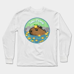 Chill Capybara (circle design) Long Sleeve T-Shirt